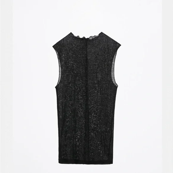 NEW Zara black sheer seemed sleeveless top - Picture 1 of 2
